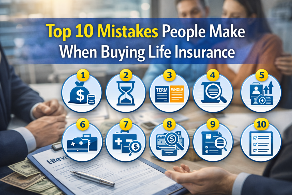 Top 10 Mistakes People Make When Buying Life Insurance Discover the top mistakes people make when buying life insurance and learn how to avoid undercoverage, high premiums, and policy issues that can cost your family financially.