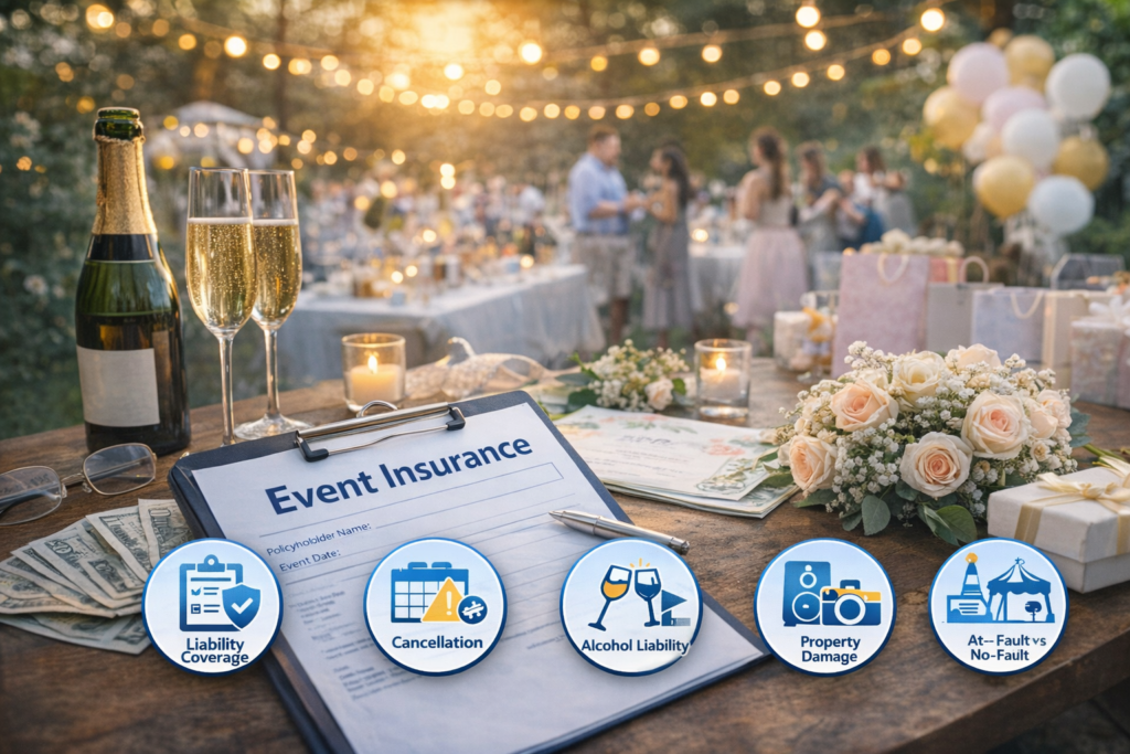 Event Insurance for Parties and Gatherings Learn how event insurance protects hosts from liability, cancellations, and property damage. Discover what is covered, what is excluded, and how to choose the right policy.