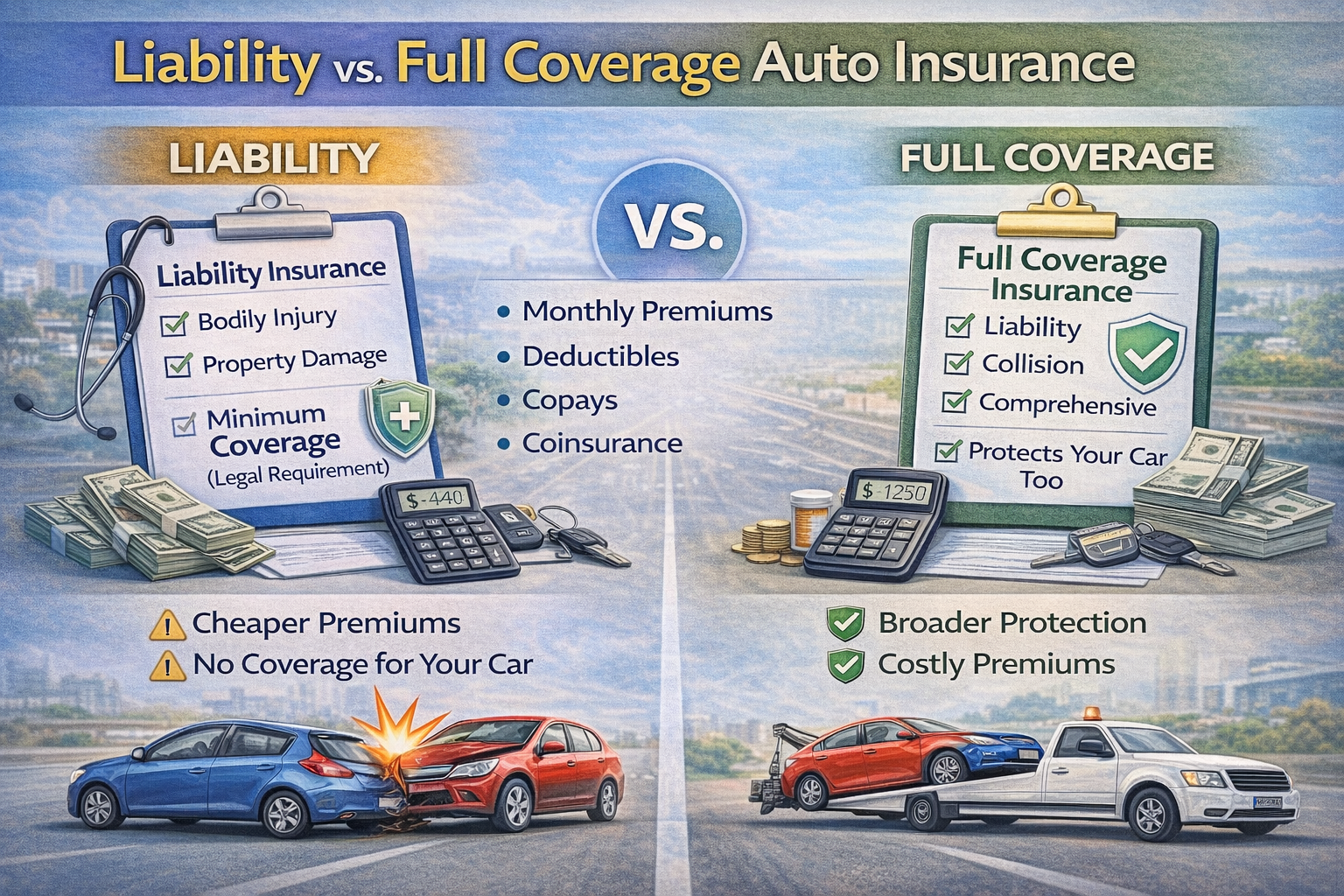 Liability vs Full Coverage Auto Insurance Compare liability vs full coverage auto insurance. Learn what each covers, costs, risks, and how to choose the right auto insurance based on your vehicle and financial situation.