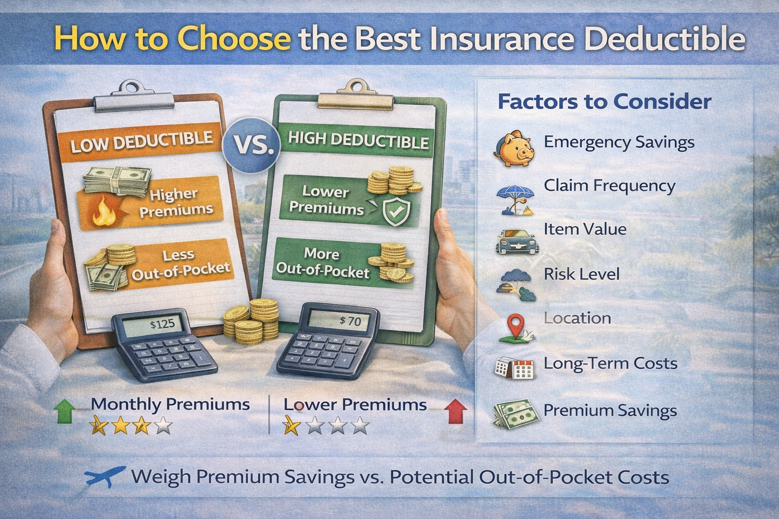 How to Choose the Best Insurance Deductible Learn how to choose the best insurance deductible based on premiums, risk, and savings. Understand how deductibles affect costs and avoid common mistakes.