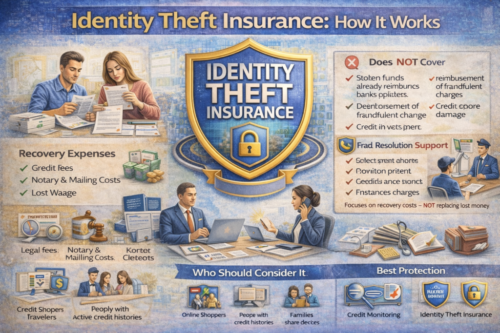 Identity Theft Insurance: How It Works Learn how identity theft insurance works, what it covers, and what it doesn’t. Understand recovery costs, restoration services, and whether identity theft insurance is worth it.